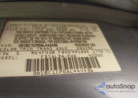 2010 Nissan Versa 1.8S из США, поврежденный, VIN 3N1BC1CP0AL444436